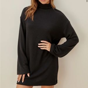 Reformation Aspen turtleneck sweater dress black size large NWT